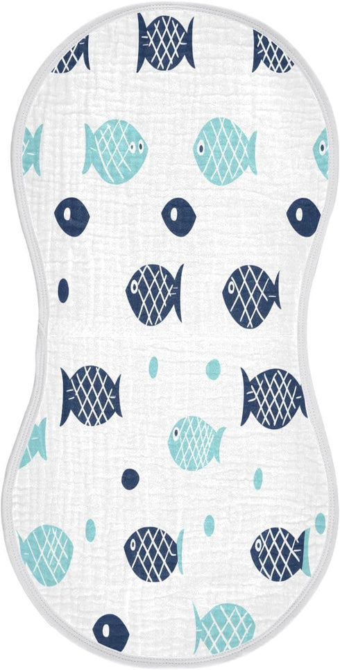 YEGAME Muslin Baby Burp Cloths Set of 1 - Fish Super Absorbent Cotton
