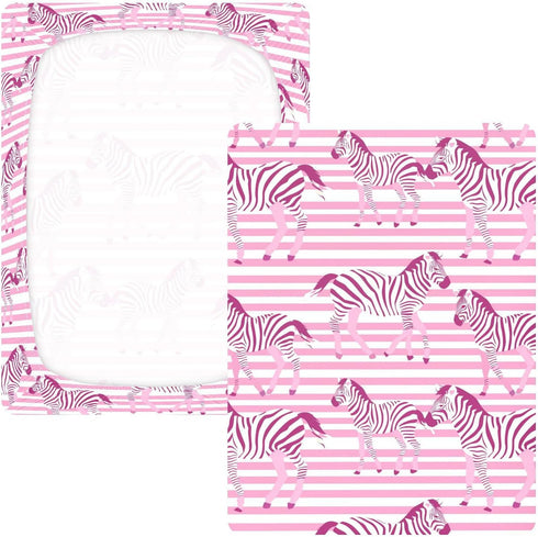 Bseiialft 52 28 Pink White Zebras Stripes Crib Sheets for Boys Girls Soft and Breathable Cotton Baby Sheets