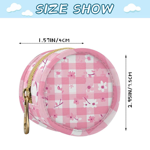 YETTASBIN Pink Gingham Flower Portable Pacifier Holder Case with Metal Hook Buckle & Zipper for Diaper Bag