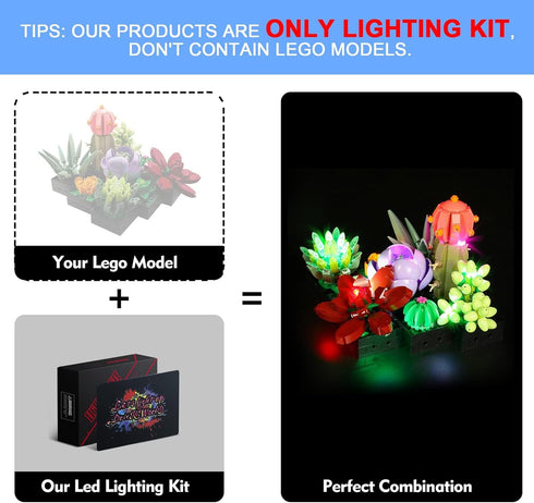 Set VONADO Light for Lego Succulents & Botanical Plants, Adults & Kids Compatible, No Lego Models