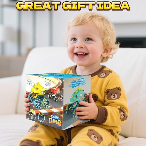 2 3 4 5 Intoypad Yellow Triceratops Dino Monster Truck Toddler Push Car Toy with LED Wheels Press & Go Dinosaur Toy