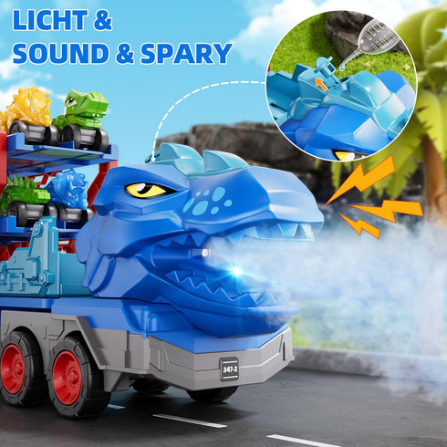10 1 3-5 4-8, 9 3 4 5 6 7 8 in Dinosaur Truck Toys for Kids Toddlers Boys Dino Carrier Truck with Foldable Track