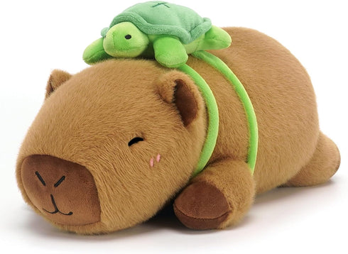 SQEQE Weighted Stuffed Animals Capybara with Turtle Backpack, Weighted Capybara Plush, Cute
