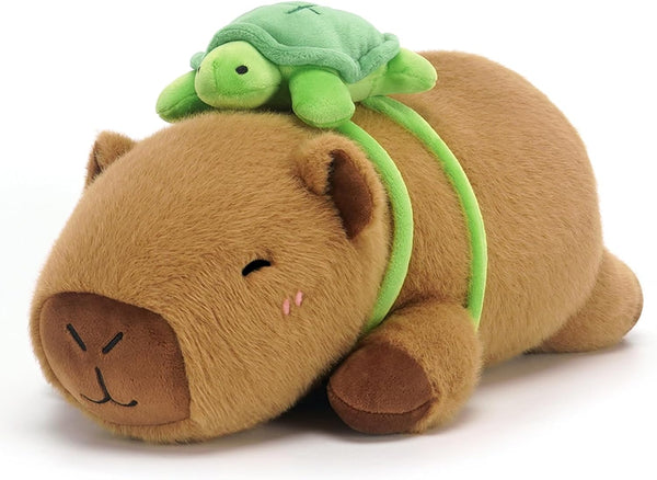 SQEQE Weighted Stuffed Animals Capybara with Turtle Backpack, Weighted Capybara Plush, Cute