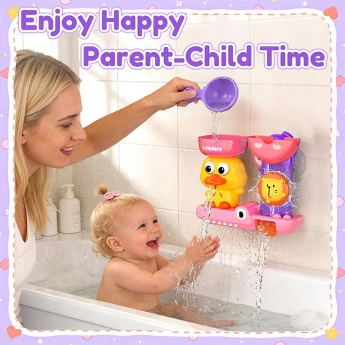 1-3: 1 2 3 2-4 12+ Bath Toys for Kids Ages Toddler Bath Toys for Year Old Girl Gifts - Pink Bathtub Toy for Toddlers