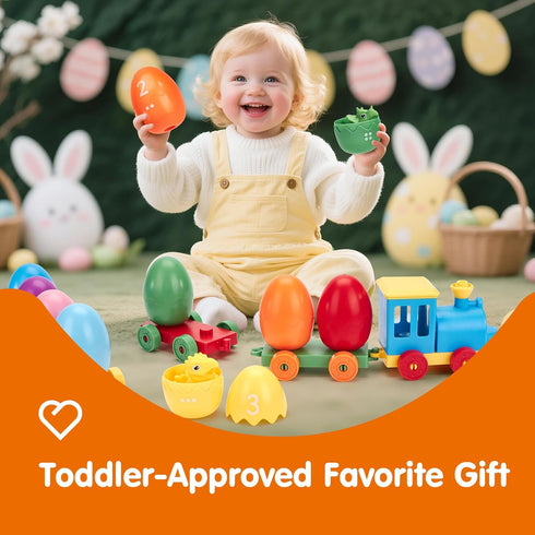 2-4, Set 8 Counting Eggs,2-3 hahaland Dinosaur Toys for Toddlers Montessori Learning Toy Matching Train with Dinosaurs