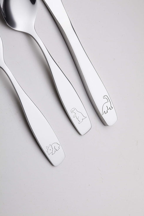 Exzact Kids Flatware 6 Pieces Stainless Steel Silverware, 2 Forks, 2 Knives, 2 Spoons, Toddler Utensils, Dishwasher Safe