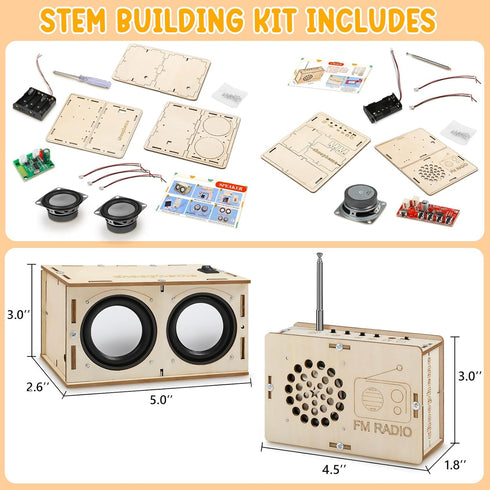 8-12 12-14 9-12 8 9 10 11 13 Stem Projects Toys for Boys age Science Kit Building Own Bluetooth Speaker & FM Radio DIY