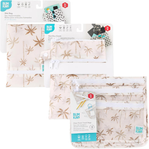 5 Pack Bumkins - Waterproof Wet Bag, Wet/Dry Clutch & Clear Travel Bags - For Beach, Baby, Travel, Cloth Diapers, Pump