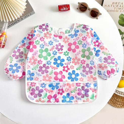 5 Pack 6-36 PandaEar Baby Long Sleeve Bibs| Waterproof Full Sleeve Bib for Baby Infant Toddler Months