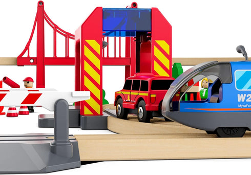 LiBoon Pack, Set, 3 Wooden Train Track Expansion Train Accessories of City Fire Station Compatible for All Major Brands