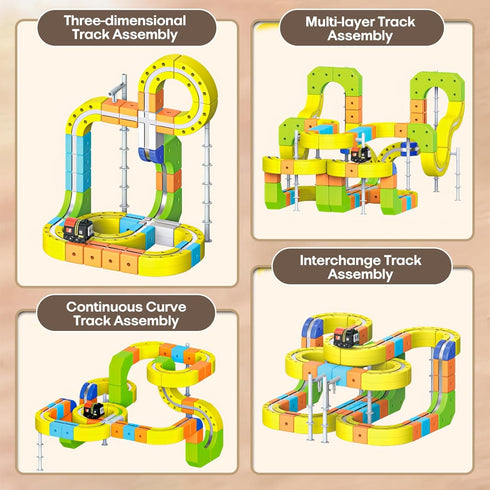 Dripiagarden 3D Set,Modular 3-12, Gravity-Defying Electric Magnetic Train Reconfigurable Race Track Kit, STEM