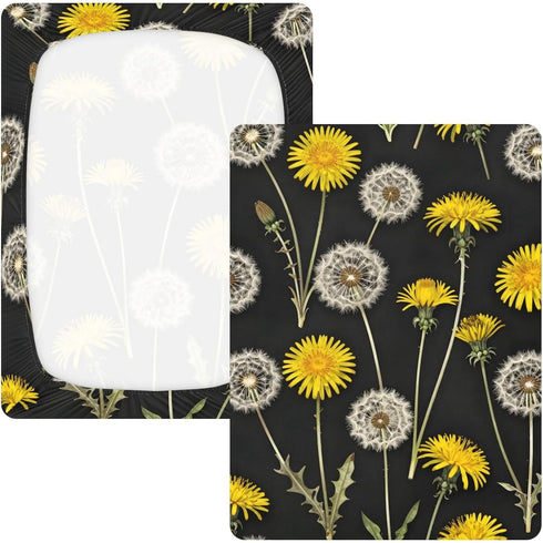 CZXW 52" 28" Botanical Dandelions Crib Sheets Fitted x Natural Cotton Soft & Breathable for Baby Crib Mattress