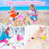 Collapsible Beach Toys Set for Kids, Sand Bucket and Shovels with Mesh Bag & Molds, Ice Cream Travel Toys