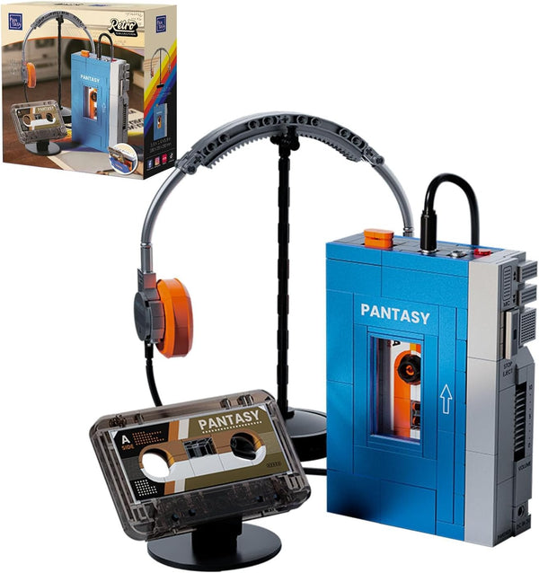 PANTASY Retro Cassette Player Building Set, 1970s Portable Tape Player Model with