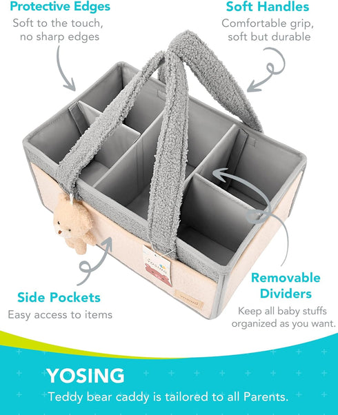 YOSING Diaper Caddy Organizer for Changing Table, Newborn Caddy for Car Travel, Nursery Storage and Car Organizer