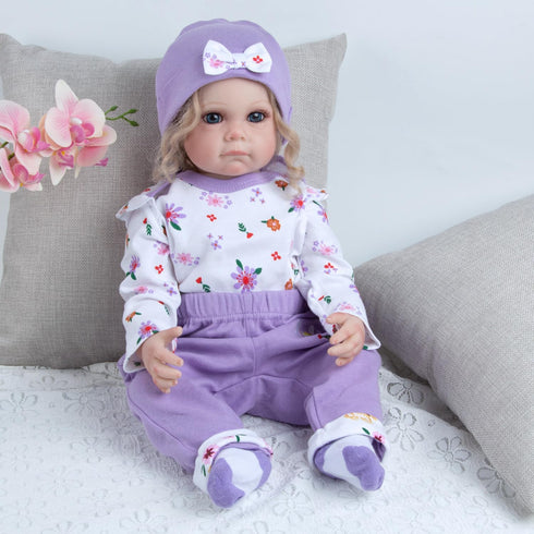 Reborn Baby Doll Clothes, 4 Pieces, 20-22 Inch Purple Clothing Sets for Newborn Baby Dolls