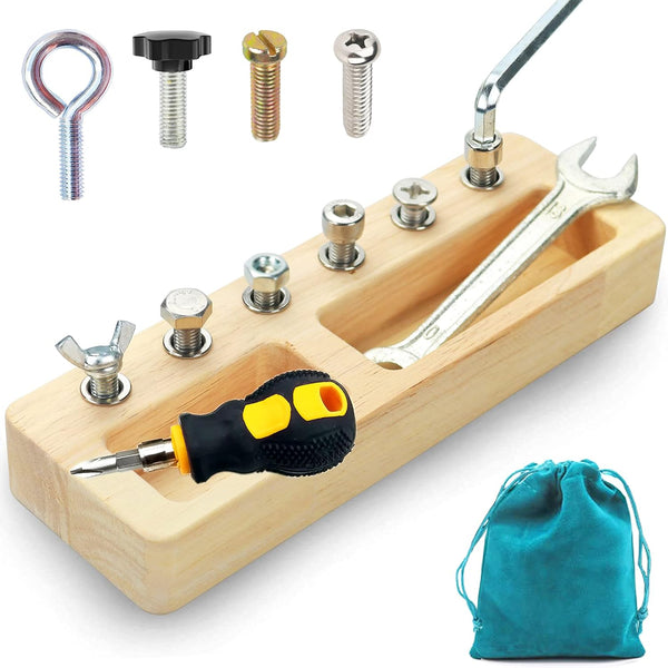 Yowlieu 14 Pcs Kids Montessori Screwdriver Board Set, Wooden Screw Driver Activities Tools