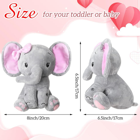 6 Pieces Elephant Stuffed Animals, 8 Inch Big Ear Plush Toy Gift for Baby Shower, Woodland Nursery Decor