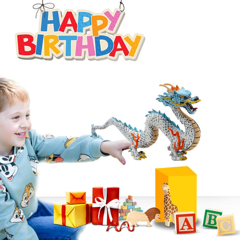 Gemini&Genius Chinese Dragon Toys - 2024 Year of The Sea Dragon Mascot Action Figures for Spring Festival