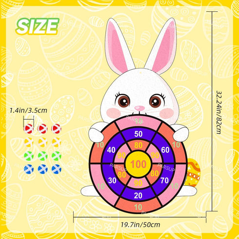 Easter Dart Board Game, Cute Bunny Party Board Game with 12 Stick Velcro Balls for Kids Ages 4-8
