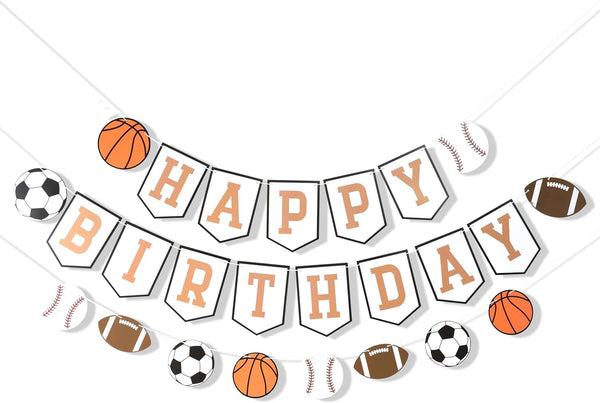 Happy Birthday Sports Banner Ball Garland Sign - High Chair Banner Birthday