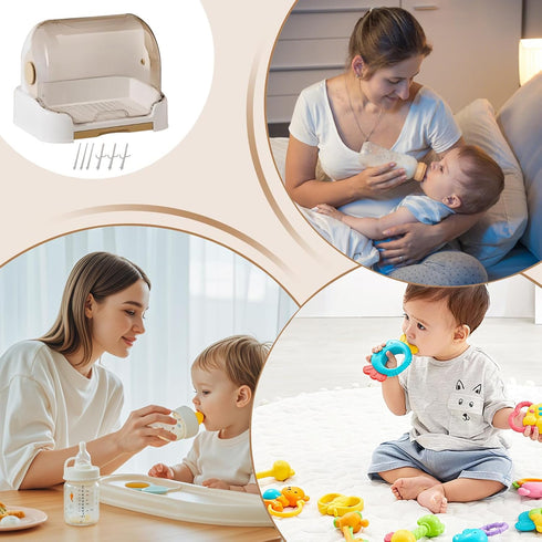 Genrico Countertop Box for Bottles, Storage Box and Dryer with Lid for Bottles Breastfeeding Portable Dustproof