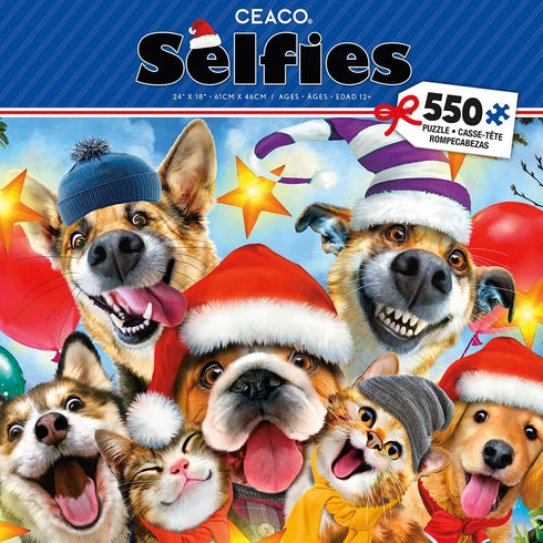 Ceaco - Selfies Christmas - Cats and Dogs - 550 Piece Jigsaw Puzzle