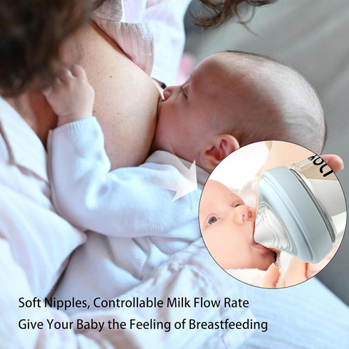 5.4oz 2 Pack, 1 yanyoyo Natural Glass Baby Bottle for Breastfeeding Babies, Anti-Colic Baby Bottle with Natural
