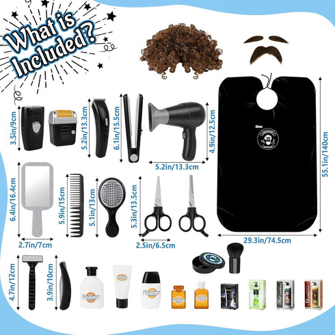 Toy,29 Set 3+ deAO Barber Shop Pretend Play PCS Kids Shaving Kit for Boys,Styling Accessories with Hair Dryer,Hair