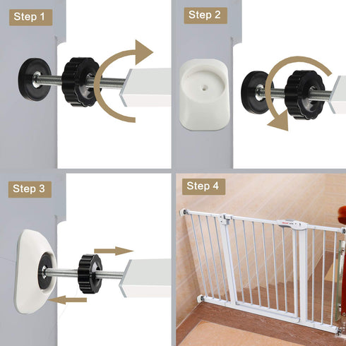 Vmaisi Baby Gate Wall Cup Protector, Pressure Mounted Safety Gates, Damage-Free, Fits Doorway, White