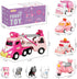seveclotree 9 1 1-4 in Carrier Truck Cars Toys - Pink Princess Girl Car with Light and Sound - Toddler Toys Age