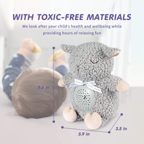 BEREST Baby Sleep Soother with Projector Night Light & Auto-Off Timer, Musical Sheep Plush Toy with White Noise