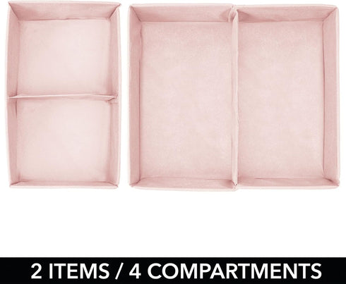 Closet, Set 2, 4 Pack, mDesign Fabric Drawer Organizer Bins, Kids/Baby Nursery Dresser, Shelf, Playroom Organization