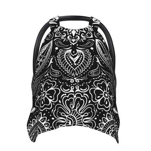 Hcpwzrf Black White Paisley Baby Car Seat Cover & Nursing Cover - Breathable Stretch Multi-Use Cover for Breastfeeding
