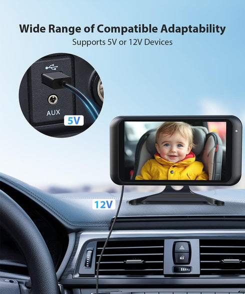 LUCKVIEW 4FT USB Cable for Baby Car Camera Car Charger Cord,Compatible Baby MonitorSafe & Easy Installation Rear Seat