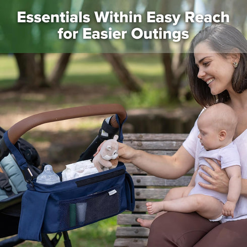 haakaa Universal Stroller Organizer - Bluestone, Single Cup Holder, Stroller Caddy Accessories with Shoulder Strap