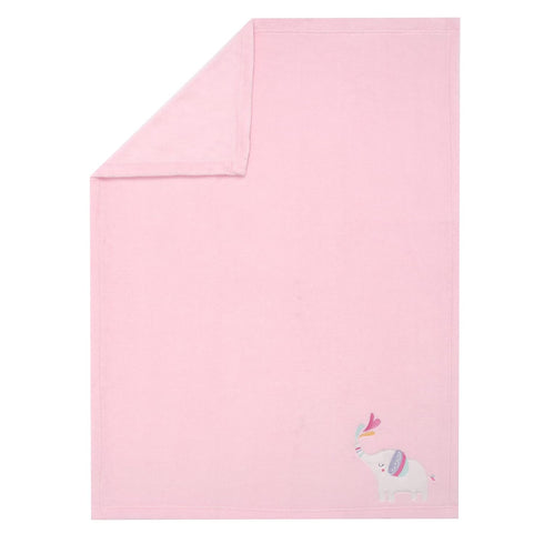 Bedtime Originals Elephant Dreams Appliqued Soft Fleece Baby Blanket - Pink by Bedtime Originals