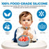 Generic 5-Piece Set 100% Silicone Baby Feeding Suction Bowl, Divided Plate, Adjustable Bib, Spoon & Fork Food-Grade