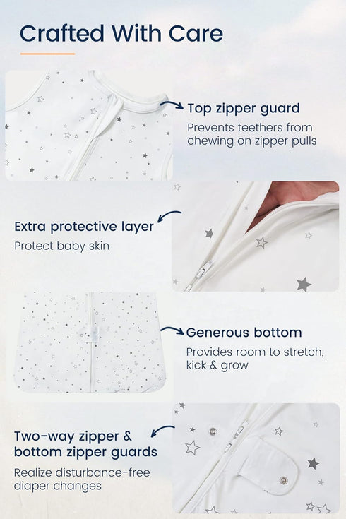 TotAha Light Baby Sleep Sack, Stretchy Sleepsack, Silky Comfort, Buttery Soft, Swaddle Transition Sleeping Bag, 2-Way
