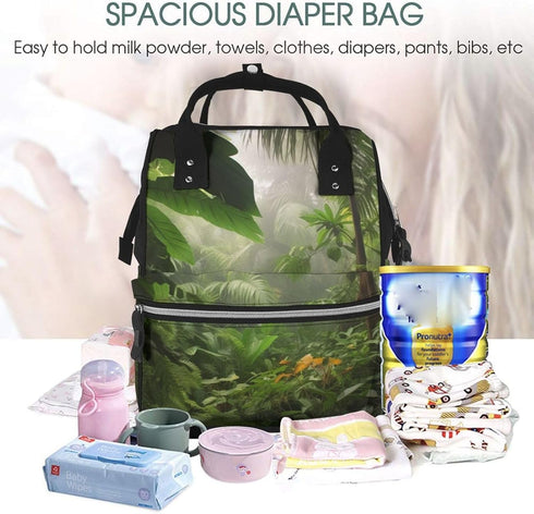 DWVTSLH Backpack Mummy Backpack Tropical Rainforest Jungle Scene Diaper Bag Multifunction Nappy Bags Waterproof Large