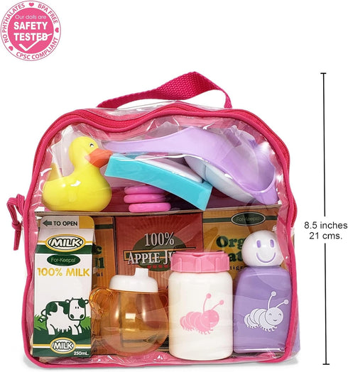 JC Toys Baby Doll Nursery 20 Piece Accessory Bag, Fits Most Dolls, Nursery Accessories, Ages 2+