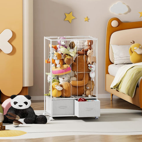 MIUGO 23.6" 16.5" 40.5" Stuffed Animal Storage, Large Toy Organizers and Storage with Wheels, Kids Toy Storage