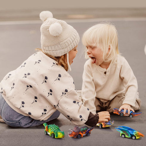 FFTROC Dinosaur Toys for Kids, 6 Pack Pull Back Cars - Monster Trucks for 2-5 Year Old Boys