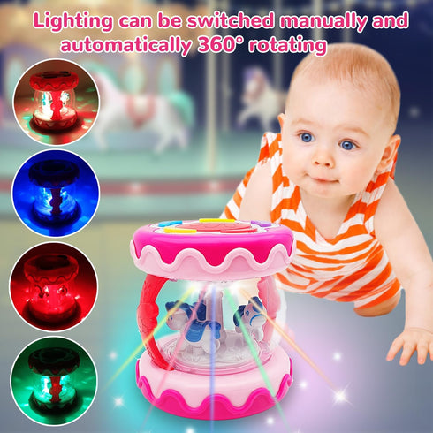 LDRYWW 18+ 2 3+ Baby Girl Toys Months Hand Drum Rotating Musical Light Up Sensory Activity Crawling Toys Year Old
