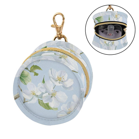 PYBUG Flower Round Pacifier Storage Case, Polyester & TPU Lined with Hook Buckle, Pacifier Container Box for Baby
