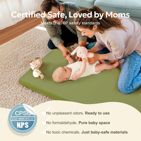 50x50 Mallify Baby Mat for Floor, Thick Soft Non-Toxic Vegan Leather Baby Play Mat, Waterproof Foam Play Mat, Padded