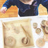 12 Pcs Wooden Sensory Bin Tools, 1 Wooden Box + 11 Sensory Tools for Toddlers, Montessori Learning Toys