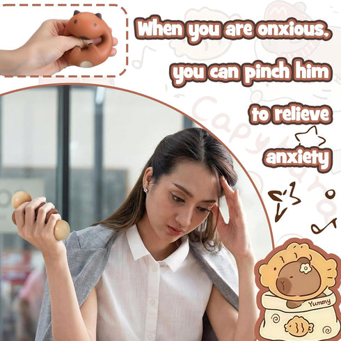 24 Meooeck Pcs Capybara Stress Balls for Adults Mini Capybara Stretchy Fidget Ball Fake Animal Squeeze Balls for Easter