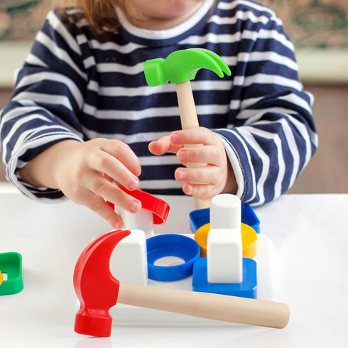 Fowecelt 2 Pack Wooden Hammer Toys, Simulation Hammers Educational Tools for Kids Birthday Party Games Supplies
